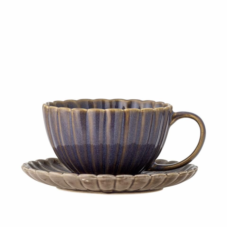 Latina Tasse mit Untertasse, Violett, Steingut