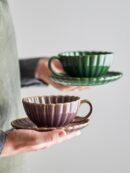 Latina Tasse mit Untertasse, Violett, Steingut – Bild 2
