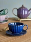 Latina Tasse mit Untertasse, Blau, Steingut – Bild 2
